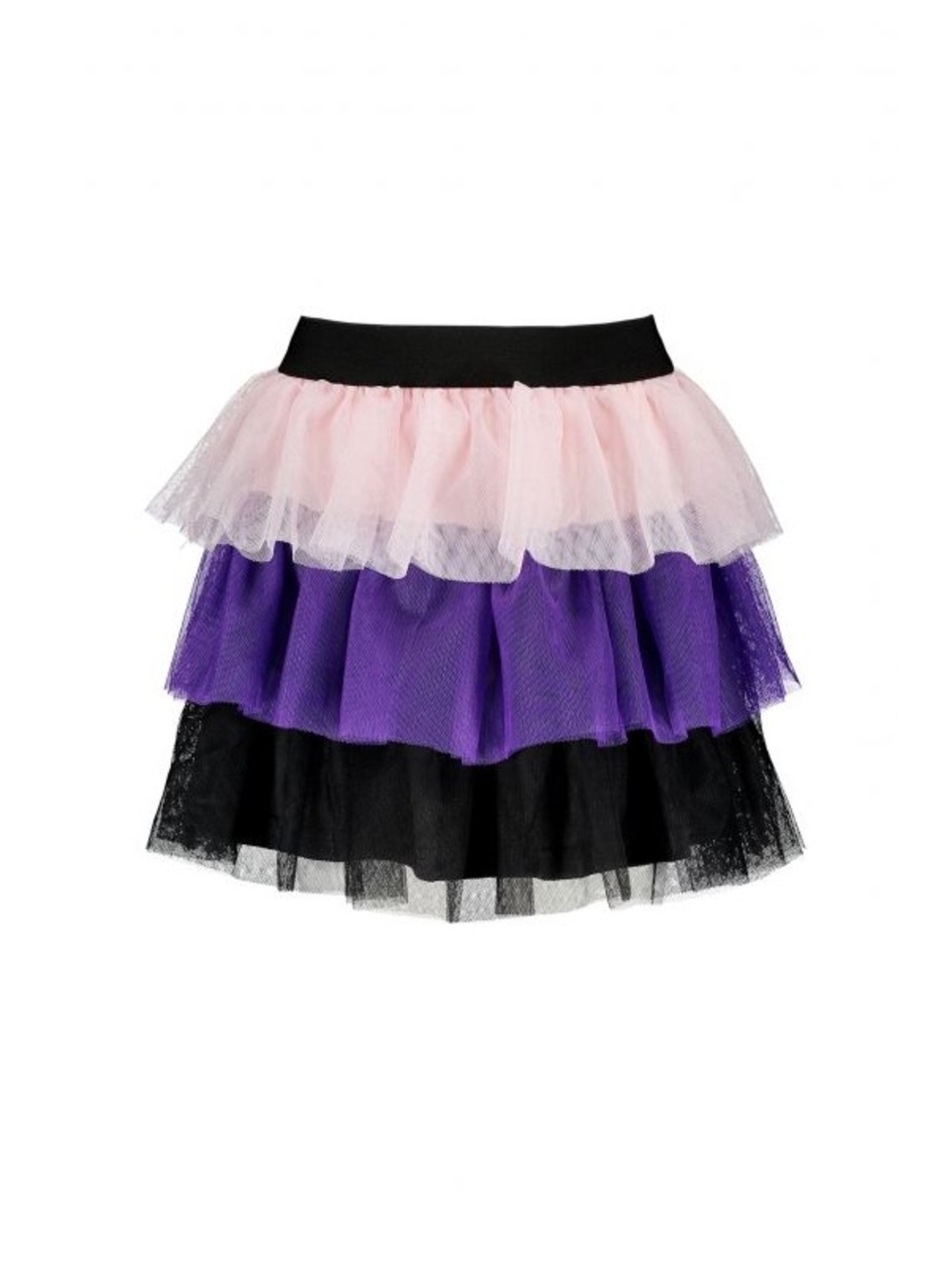 Girls Layered Tulle Skirt in Pink, Purple & Black